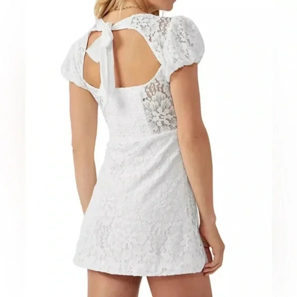 NWT Free People Hailee Lace Mini Dress in White, size L - Picture 3 of 16